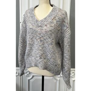 Universal Thread Speckled Gray Deep V-Neck Sweater- Women's Small